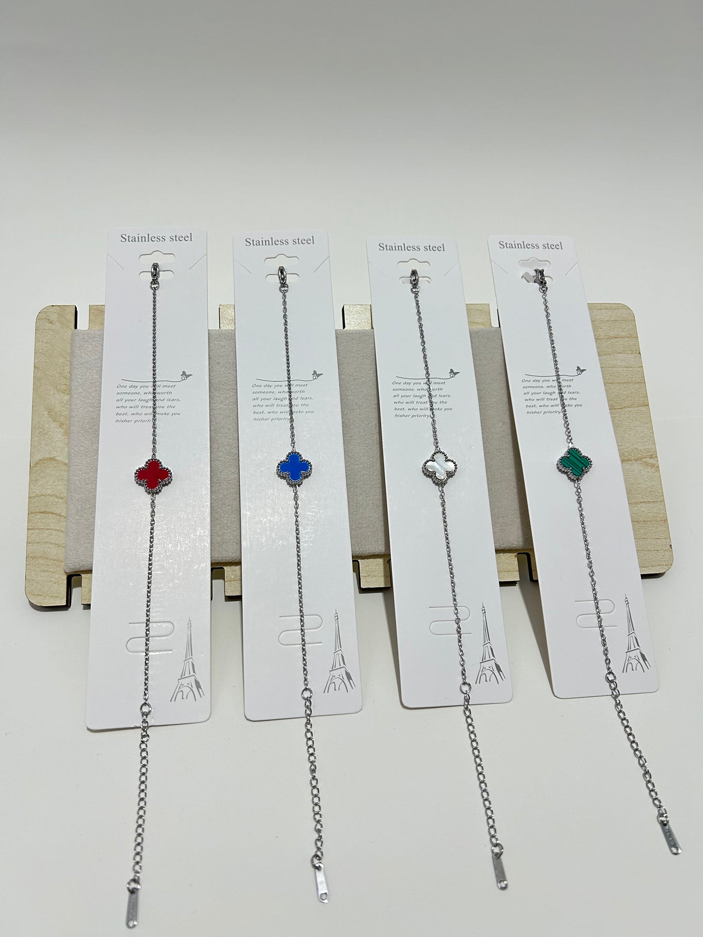 Yonca Bileklik – Renkli Taşlı Paslanmaz Çelik