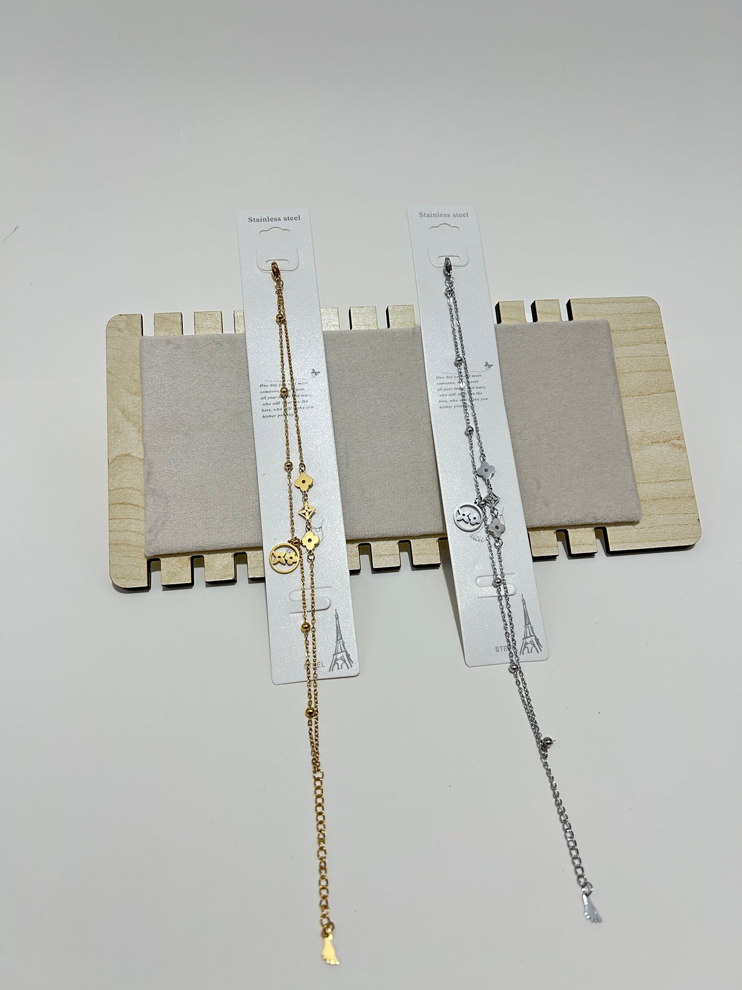 Çiçek Figürlü Paslanmaz Çelik Halhal – Altın & Gümüş Renk