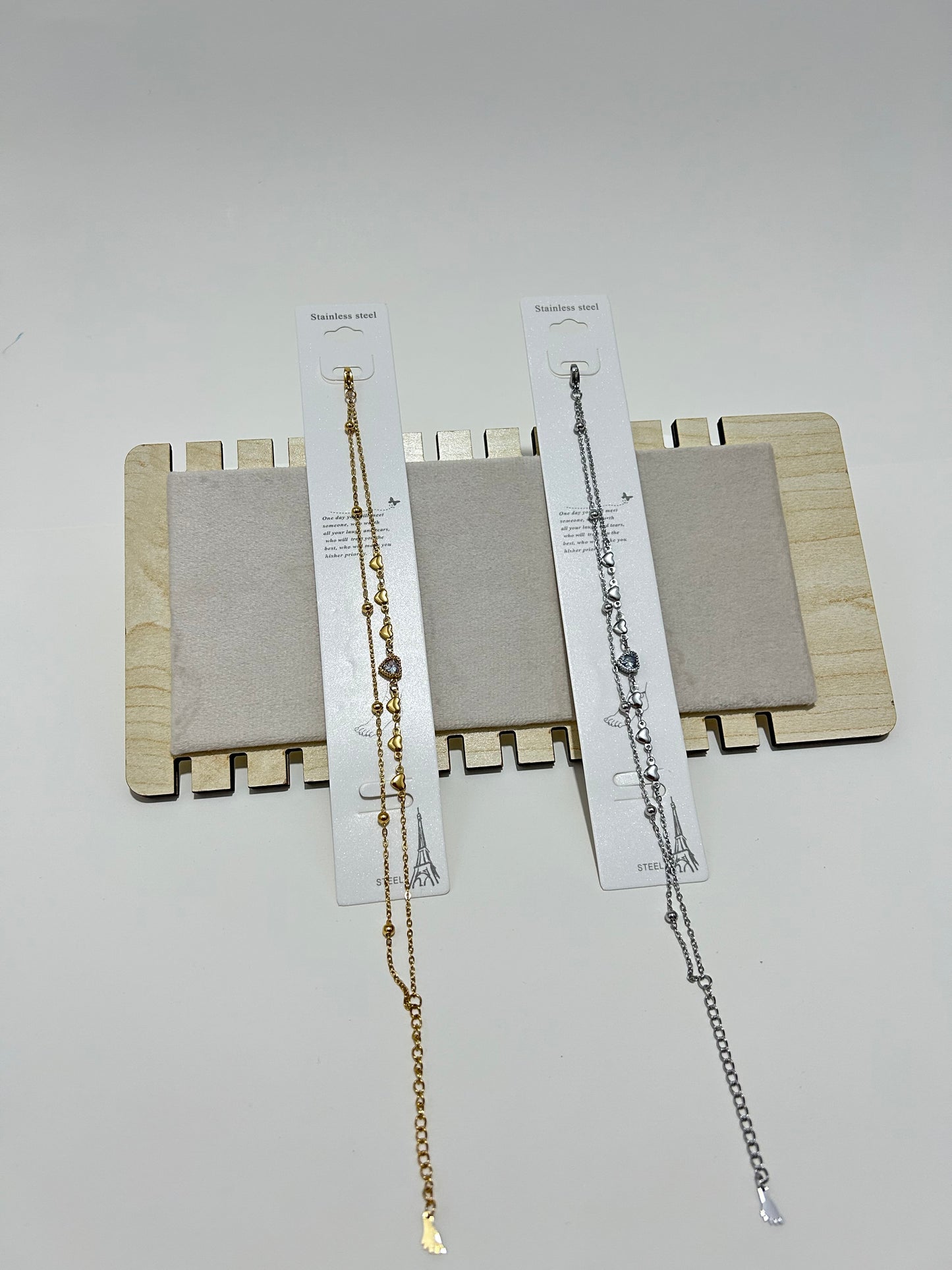 Minimal Kalp Detaylı  Paslanmaz Çelik Halhal – Altın & Gümüş Renk