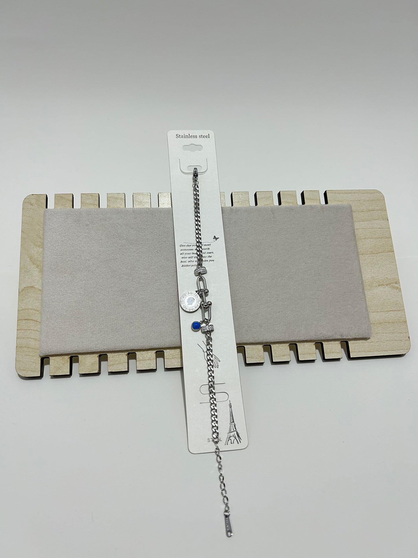 Nazar Boncuklu Charm Çelik Bileklik