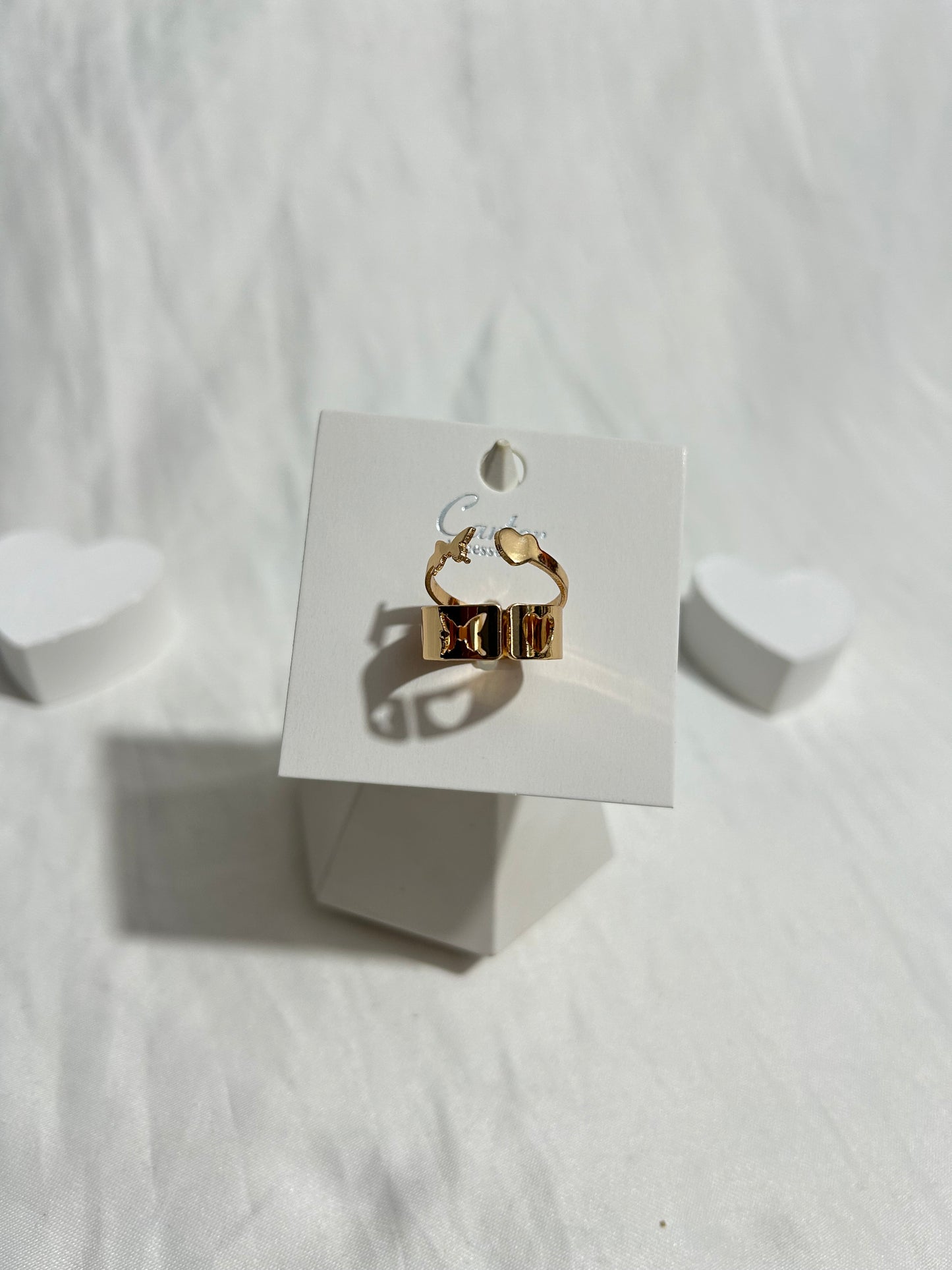 Carter Accessories Altın Renk Fiyonk Detaylı Ayarlanabilir Yüzük