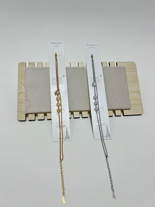 Yonca Figürlü Paslanmaz Çelik Halhal – Altın & Gümüş Renk