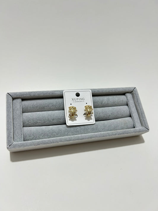 Xuping Altın Renkli Geometrik Taşlı Küpe