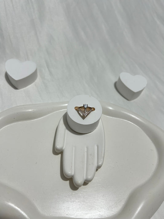 Tek Taş Taç Model Gold Yüzük