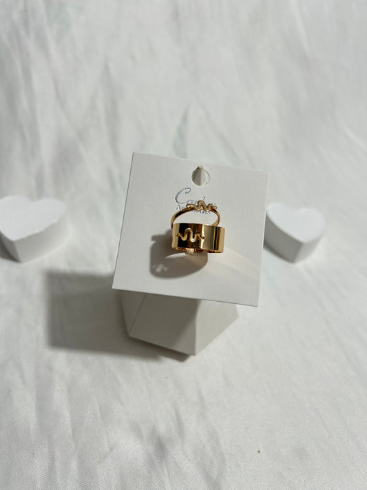 Altın Yılan Detaylı Geniş Form Yüzük – Numaralı, Modern ve Şık Tasarım