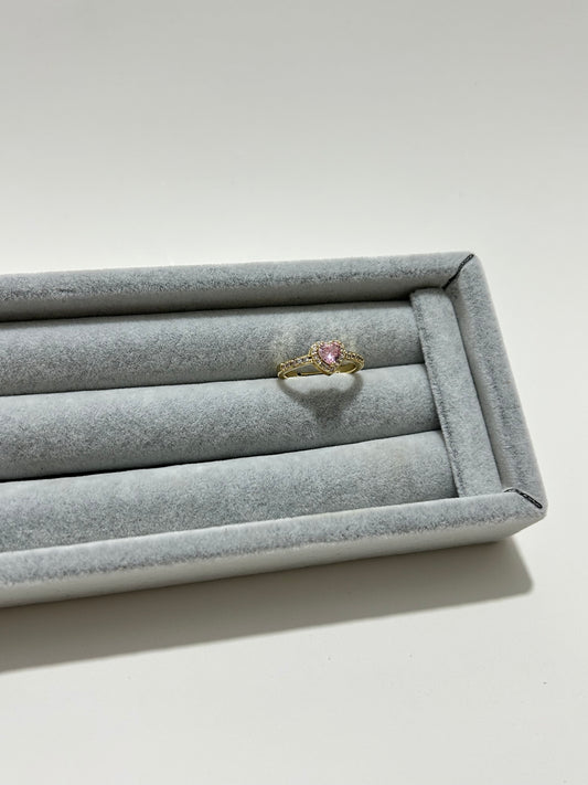 Carter Accessories Pembe Kalp Taşlı Zarif Yüzük