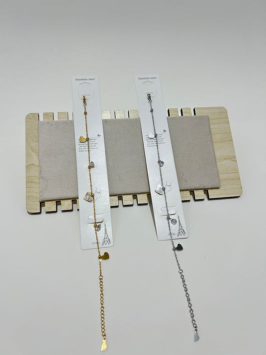 Kalp Detaylı Paslanmaz Çelik Halhal – Altın & Gümüş Renk