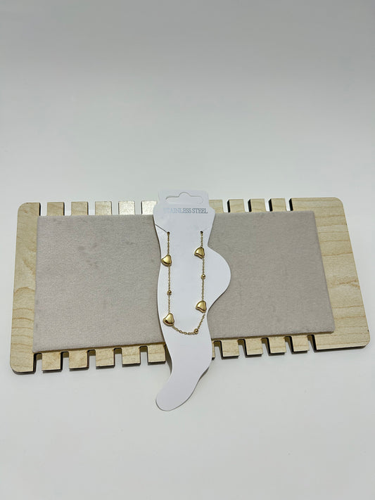 Kalp Figürlü Paslanmaz Çelik Halhal – Altın Renk